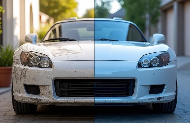 Before and after car detailing comparison 3